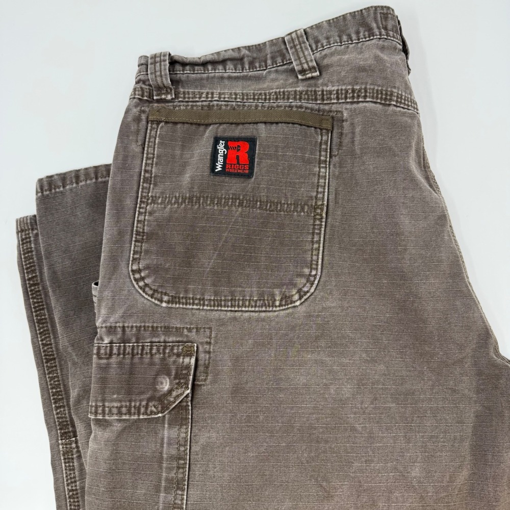 Wrangler Riggs Workwear Mens 42x30 Brown Ripstop Cargo Pants 3W060DB Utility